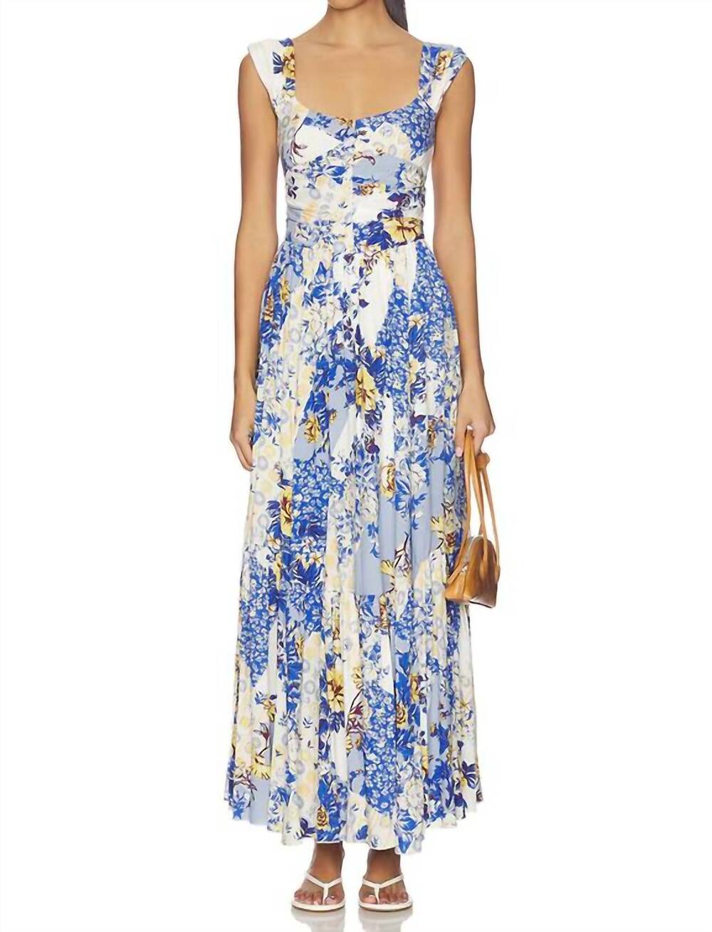 NEW FREE PEOPLE sasha maxi dress in porcelain combo